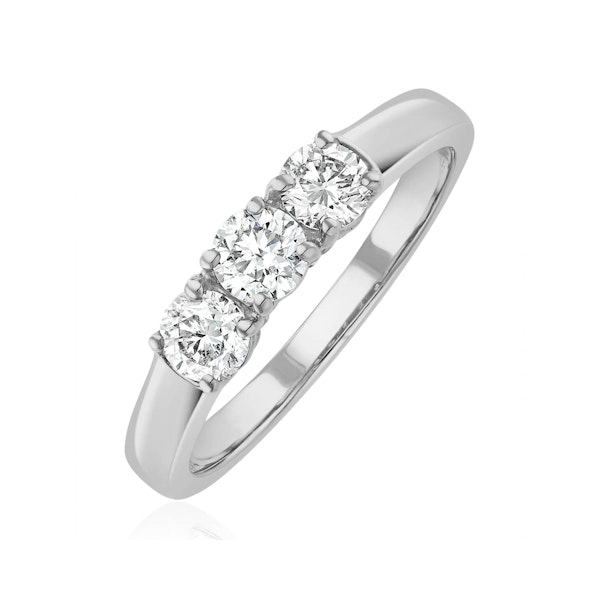Chloe 3 Stone Trilogy Lab Diamond Ring 0.75CT F/VS in 18K White Gold - Image 1
