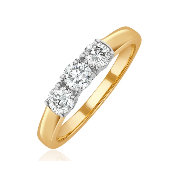 Chloe 3 Stone Trilogy Lab Diamond Ring 0.75CT F/VS in 18K Gold - Image 1