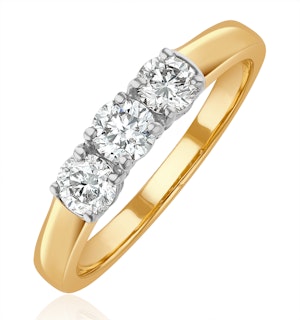 Chloe 18K Gold 3 Stone Diamond Ring 0.75CT
