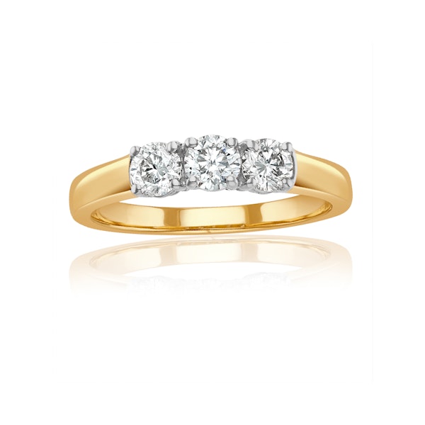 Chloe 18K Gold 3 Stone Diamond Ring 0.75CT - Image 2