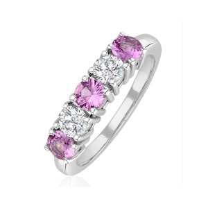 Pink Sapphire 0.90ct and Diamond Ring 0.40ct 18K White Gold Ft26