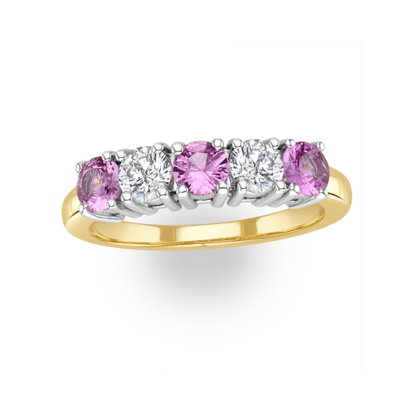 Pink Sapphire 0.90ct and Diamond Ring 0.40ct 18K Gold Ft26 - Image 2