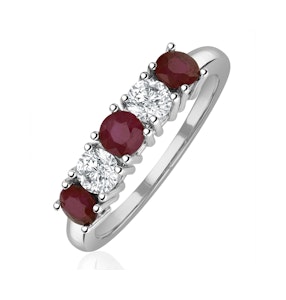 Ruby 0.75CT and Diamond Ring 0.40CT 18K White Gold FT26