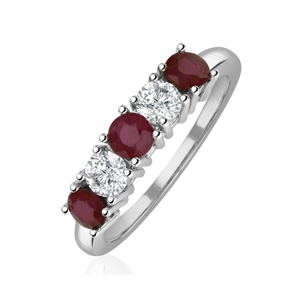 Ruby 0.75CT and Diamond Ring 0.40CT 18K White Gold FT26 - Image 1