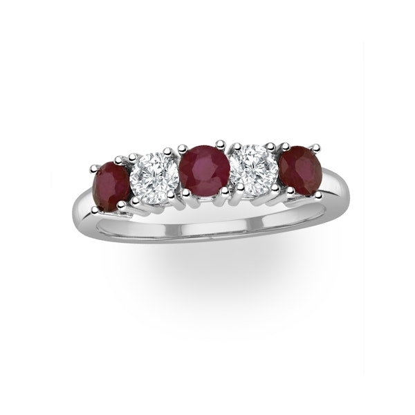 Ruby 0.75CT and Diamond Ring 0.40CT 18K White Gold FT26 - Image 2