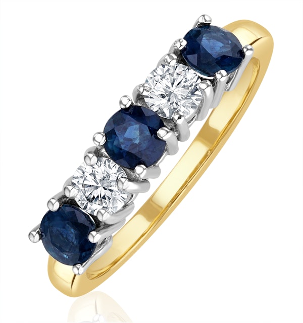 Sapphire 0.90CT and Diamond Ring 0.40CT 18K Gold FT26 - image 1