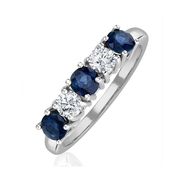 Sapphire 0.90CT and Diamond Ring 0.40CT White 18K Gold FT26 - Image 1