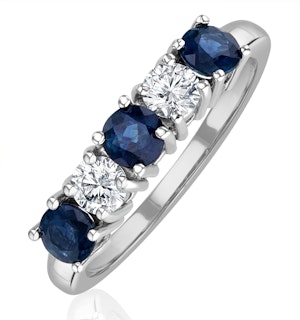 Sapphire 0.90CT and Diamond Ring 0.40CT White 18K Gold FT26