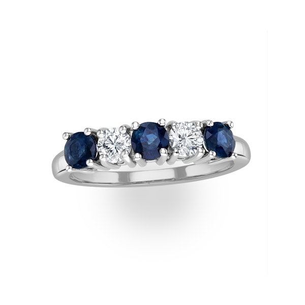 Sapphire 0.90CT and Diamond Ring 0.40CT White 18K Gold FT26 - Image 2