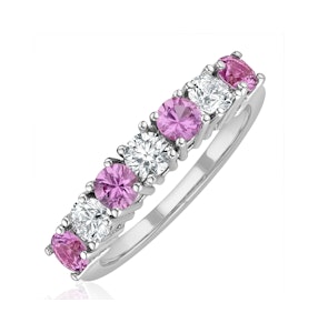 Pink Sapphire 1.15ct and Diamond Ring 0.50ct 18K White Gold Ft32