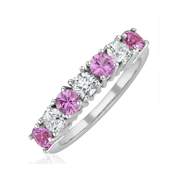 Pink Sapphire 1.15ct and Diamond Ring 0.50ct 18K White Gold Ft32 - Image 1
