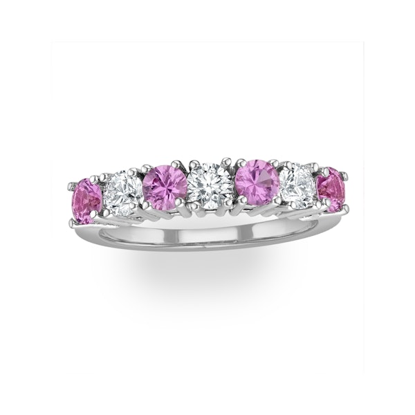 Pink Sapphire 1.15ct and Diamond Ring 0.50ct 18K White Gold Ft32 - Image 2