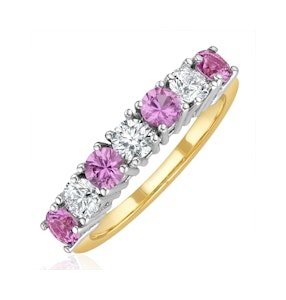 Pink Sapphire 1.15ct and Diamond Ring 0.50ct 18K Gold Ft32