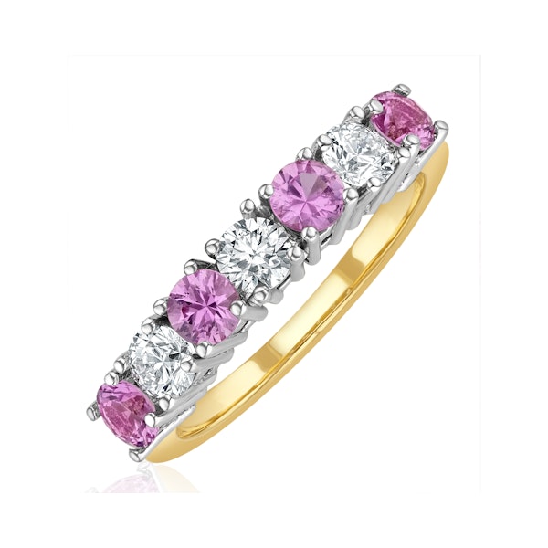 Pink Sapphire 1.15ct and Diamond Ring 0.50ct 18K Gold Ft32 - Image 1