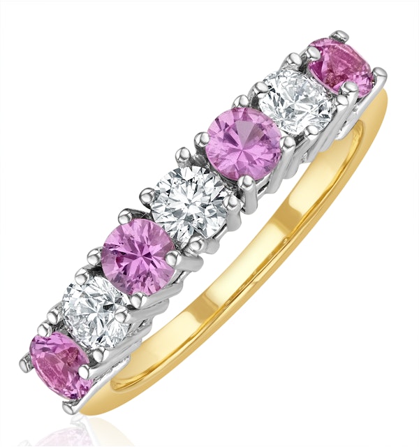Pink Sapphire 1.15ct and Diamond Ring 0.50ct 18K Gold Ft32 - image 1