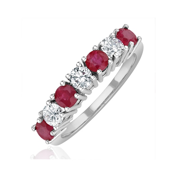 Ruby 1CT and Diamond Ring 0.50CT 18K White Gold FT32 - Image 1