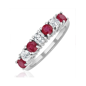 Ruby 1CT and Diamond Ring 0.50CT 18K White Gold FT32