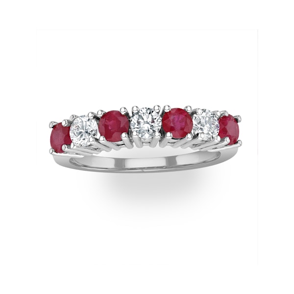 Ruby 1CT and Diamond Ring 0.50CT 18K White Gold FT32 - Image 2