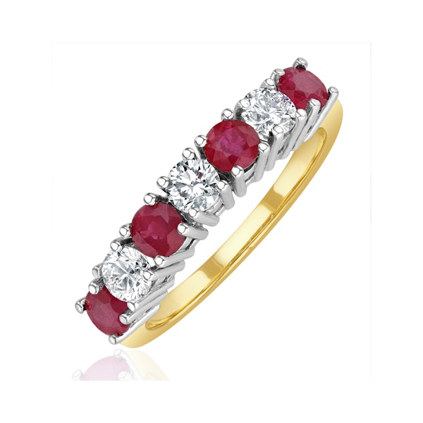Ruby 1CT and Diamond Ring 0.50CT 18K Gold FT32 - Image 1