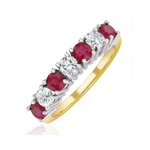 Ruby 1CT and Diamond Ring 0.50CT 18K Gold FT32