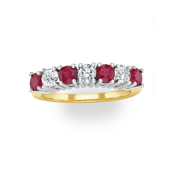 Ruby 1CT and Diamond Ring 0.50CT 18K Gold FT32 - Image 2
