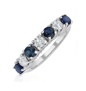Sapphire 1CT and Diamond Ring 0.50CT 18K White Gold FT32