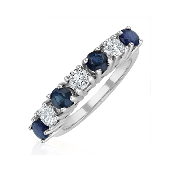 Sapphire 1CT and Diamond Ring 0.50CT 18K White Gold FT32 - Image 1
