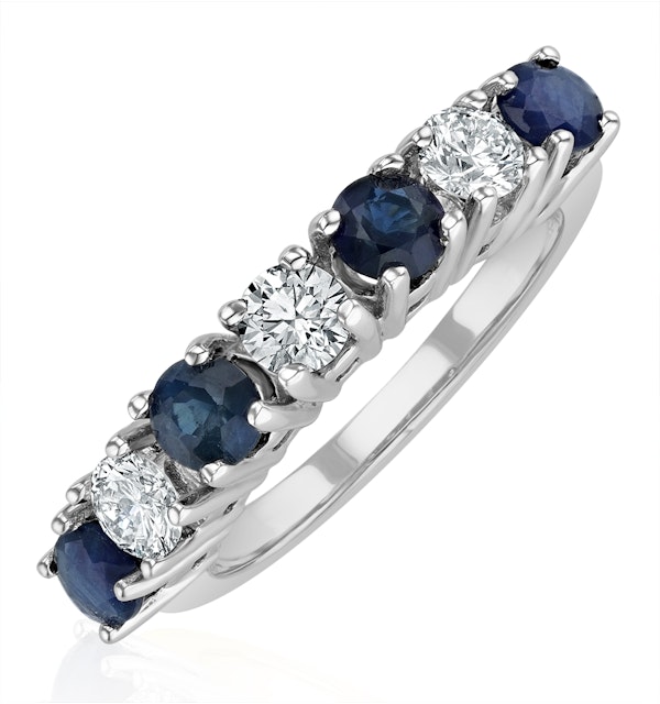 Sapphire 1CT and Diamond Ring 0.50CT 18K White Gold FT32 - image 1