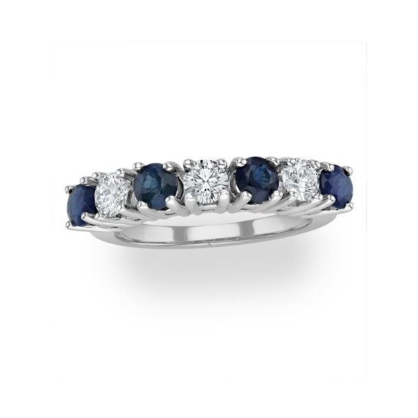 Sapphire 1CT and Diamond Ring 0.50CT 18K White Gold FT32 - Image 2