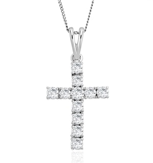 9K White Gold Diamond Value Cross Pendant Necklace 1.00