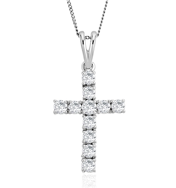 9K White Gold Diamond Value Cross Pendant Necklace 1.00 - image 1
