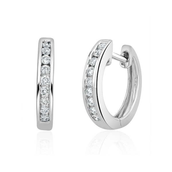 Diamond Huggie Earrings 0.20ct 9K White Gold - Image 2