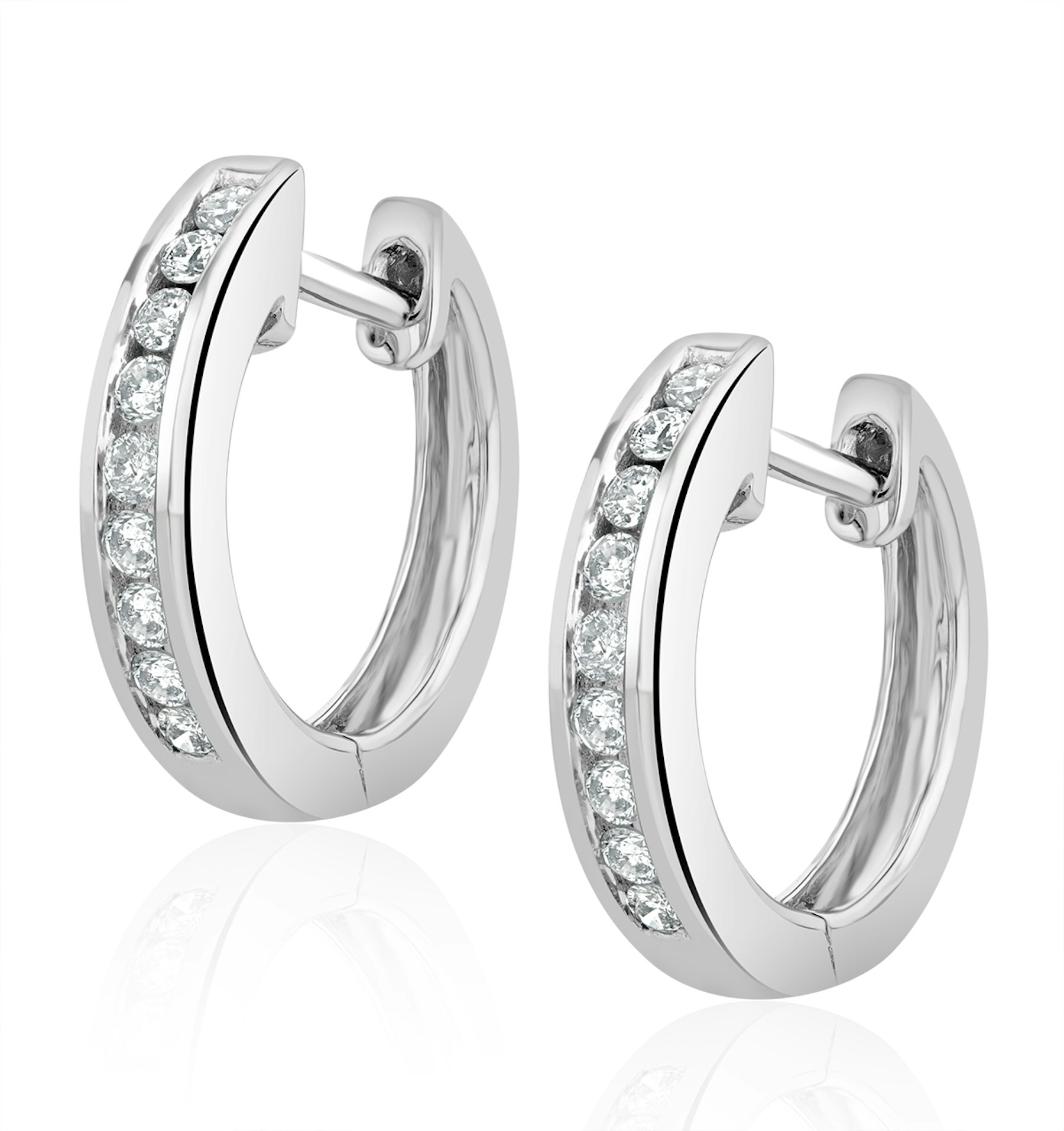 Diamond Hoop Earrings 0.20ct 9K White Gold