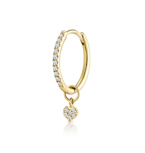 SINGLE Stellato Diamond Huggie Heart Charm Earring 0.11ct in 9K Gold