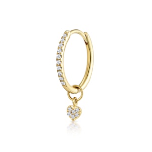 SINGLE Stellato Diamond Huggie Heart Charm Earring 0.11ct in 9K Gold