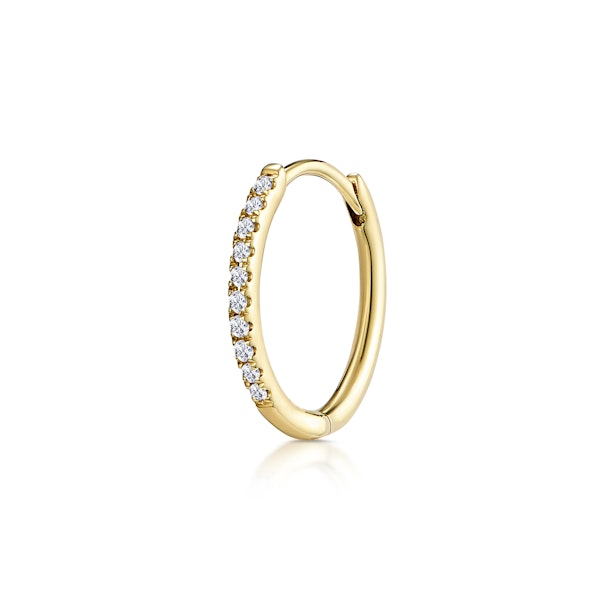 SINGLE Stellato Diamond Encrusted Huggie Earring 0.09ct in 9K Gold - Image 1