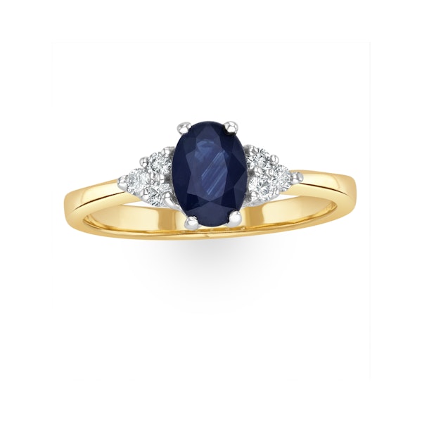 Sapphire 7 x 5mm And Diamond 18K Gold Ring - Image 2