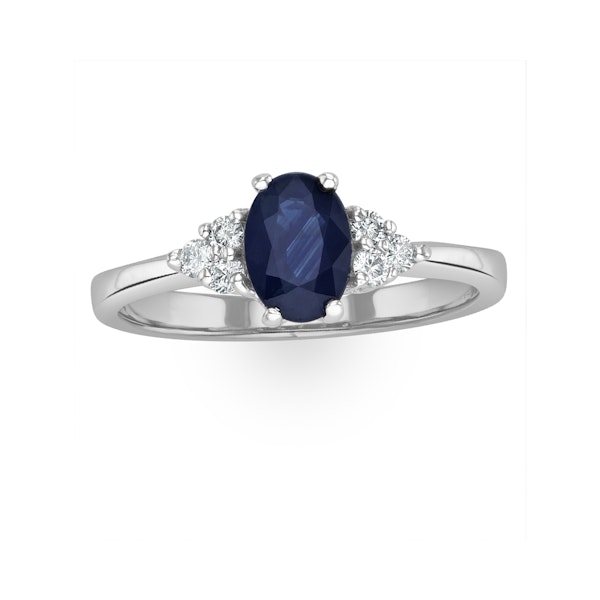 Sapphire 1.00ct And Diamond 18K White Gold Ring - Image 2