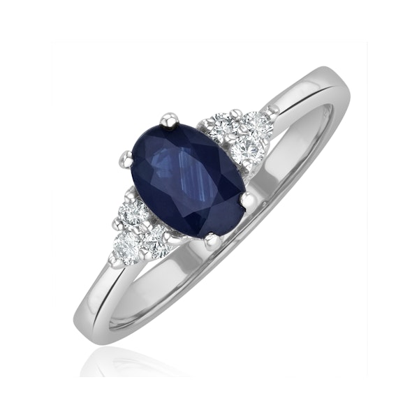 Sapphire 1.00ct And Diamond 18K White Gold Ring - Image 1