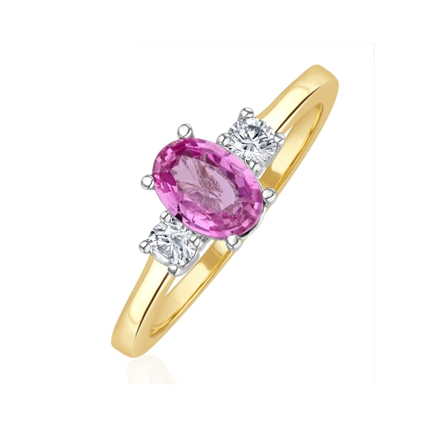 18K Gold Diamond Pink Sapphire Ring 0.20ct SIZES P T - Image 1