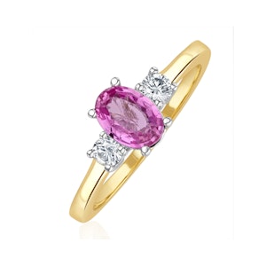 18K Gold Diamond Pink Sapphire Ring 0.20ct SIZES P T
