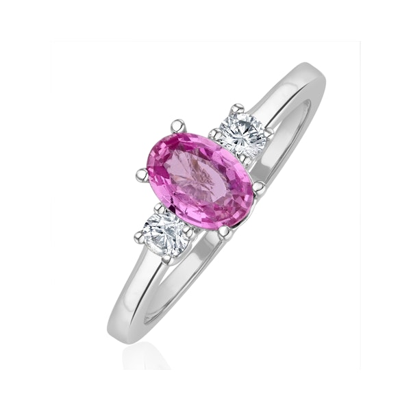 18K White Gold Diamond Pink Sapphire 0.85ct Ring SIZES AVAILABLE P Q S - Image 1