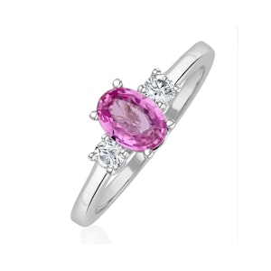 18K White Gold Diamond Pink Sapphire 0.85ct Ring SIZES AVAILABLE P Q S