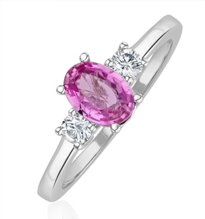 18K White Gold Diamond Pink Sapphire 0.85ct Ring