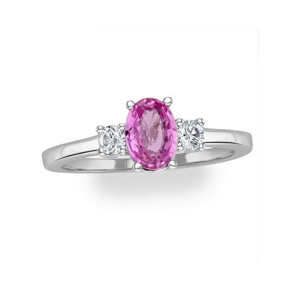 18K White Gold Diamond Pink Sapphire 0.85ct Ring SIZES AVAILABLE P Q S - Image 2