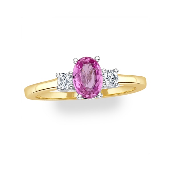 18K Gold Diamond Pink Sapphire Ring 0.20ct SIZES P T - Image 2