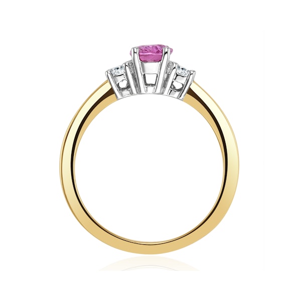 18K Gold Diamond Pink Sapphire Ring 0.20ct SIZES P T - Image 3