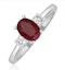18K White Gold Diamond Ruby Ring 7 x 5mm Oval - N4334Y - image 1
