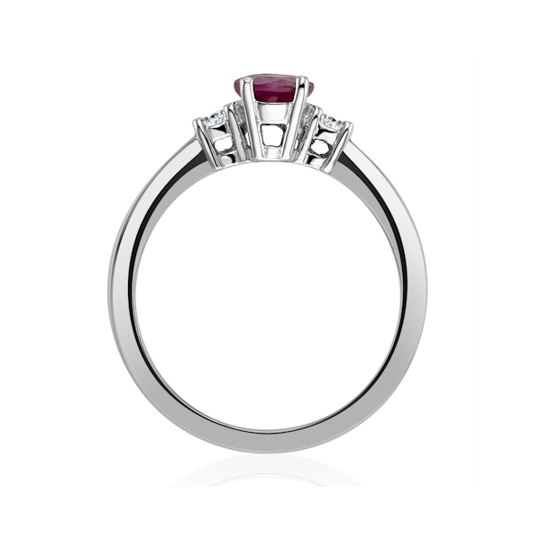 18K White Gold Diamond Ruby Ring 7 x 5mm Oval - N4334Y - Image 3