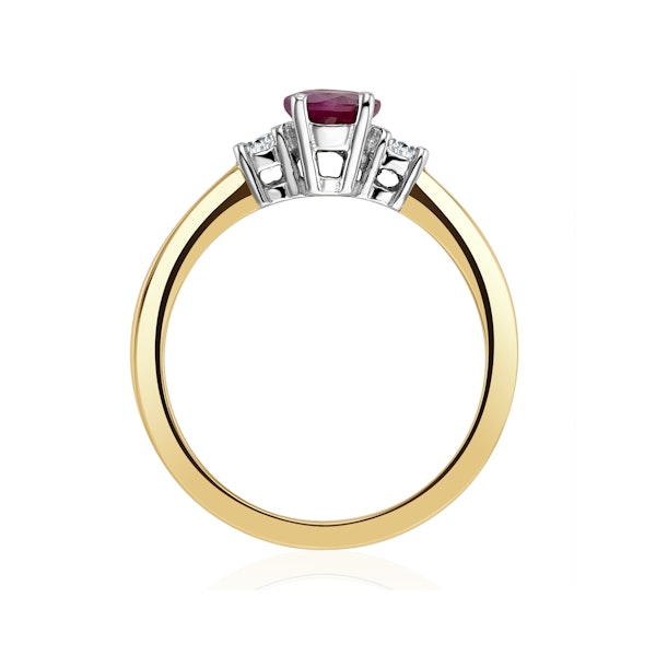 Ruby 7 x 5mm And Diamond 18K Gold Ring - Image 3